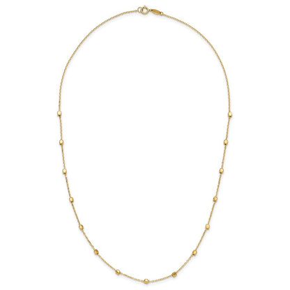 14k Yellow Gold Polished Cube Bead 17 inch Station Necklace