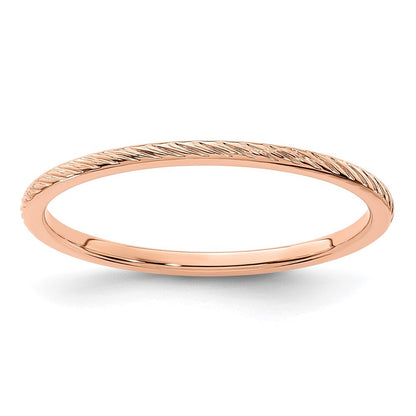 14K Rose Gold 1.2mm Twisted Wire Pattern Stackable Band Size 6