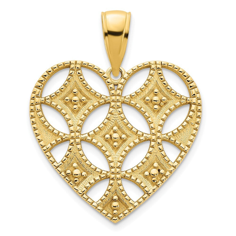 14k Yellow Gold Fancy Heart Pendant for Women