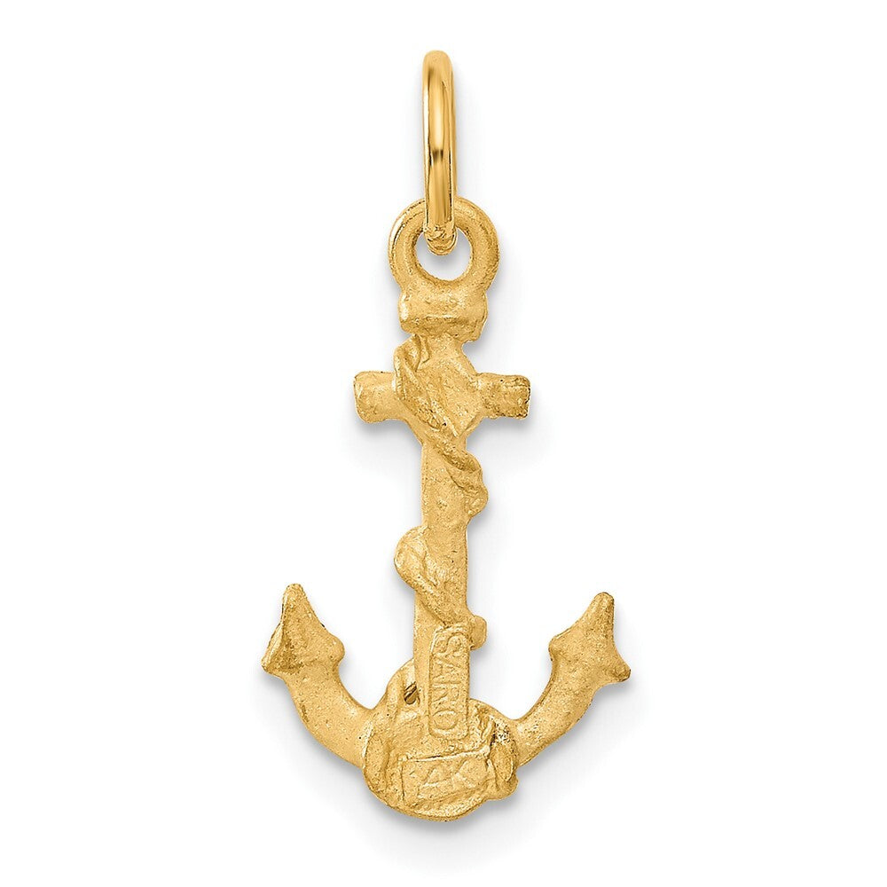 14k Yellow Gold Anchor Charm Pendant for Women