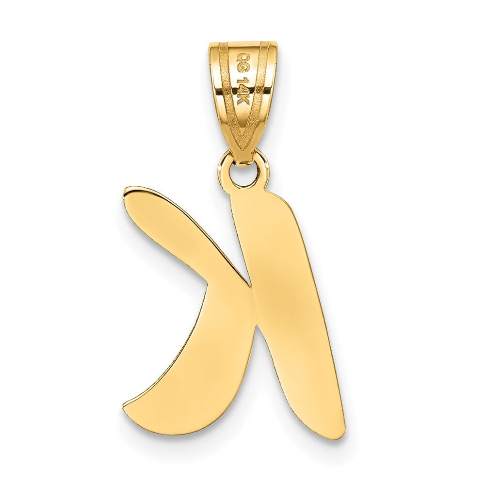 14k Yellow Gold Polished Script Letter K Initial Pendant for Women