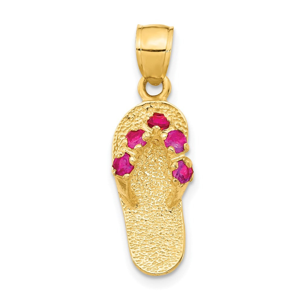 14k Yellow Gold 3D January/Cubic Zirconia Birthstone Flip Flop Pendant