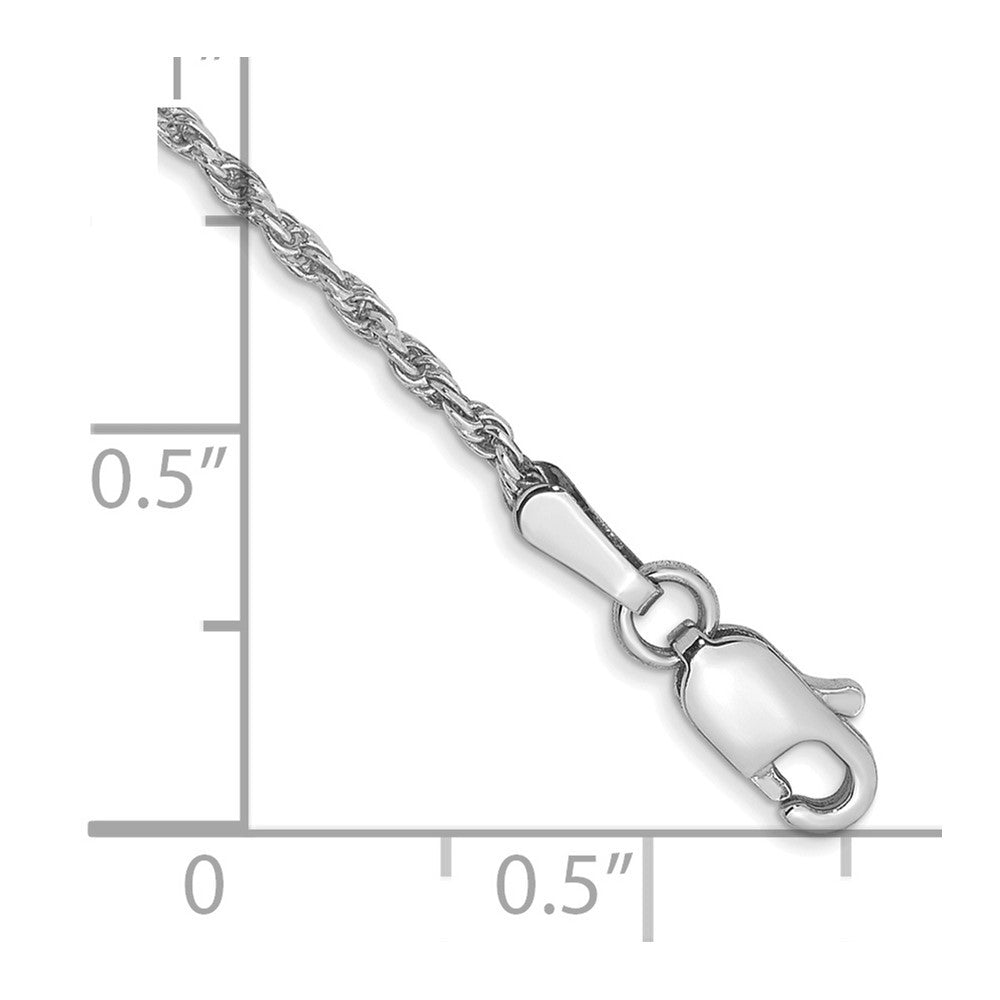 14K White Gold 9" 1.3mm Diamond-cut Machine Made Rope Chain Anklet