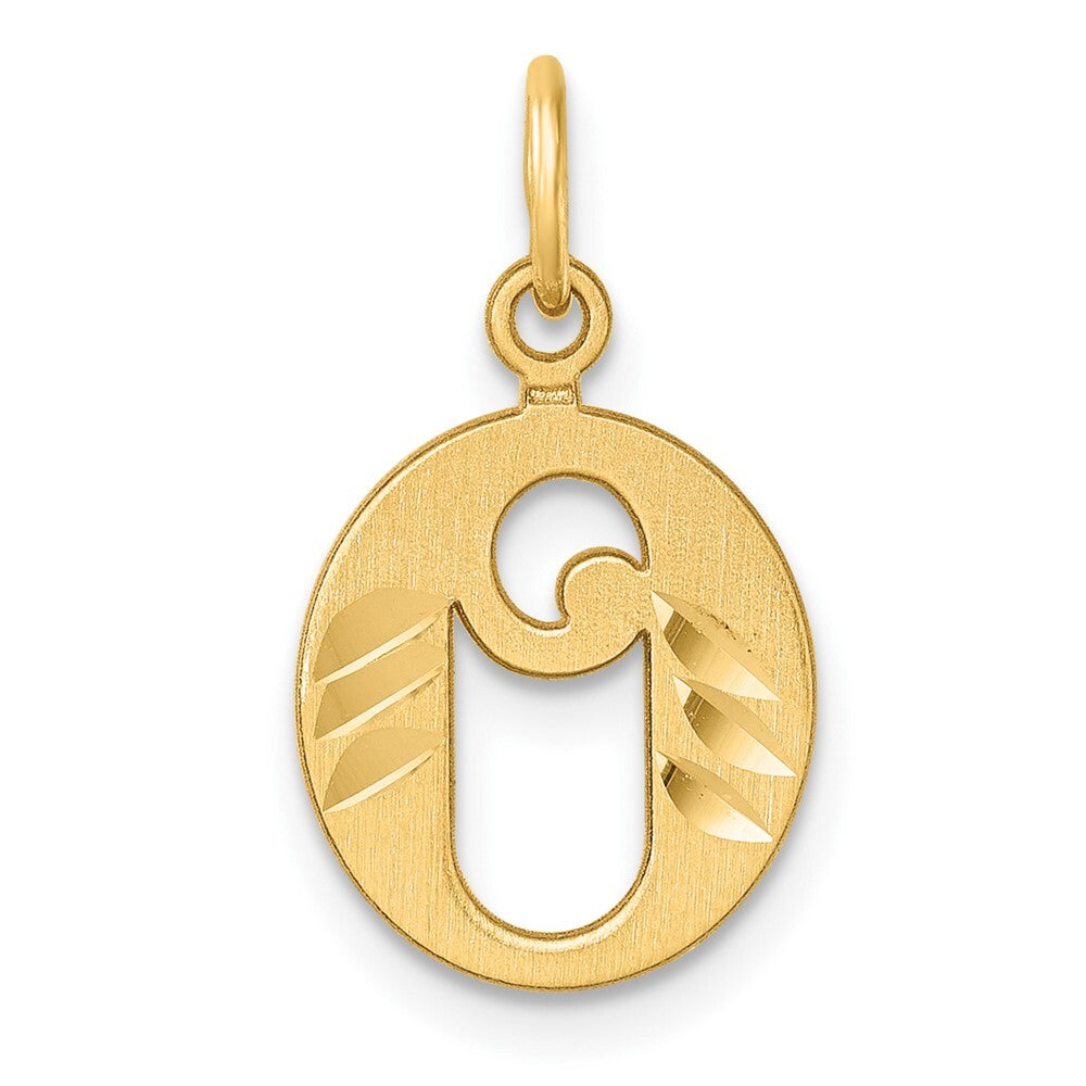 14k Yellow Gold Diamond-cut Letter O Initial Charm Pendant for Women