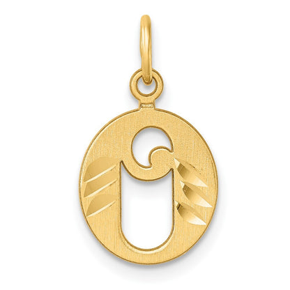 14k Yellow Gold Diamond-cut Letter O Initial Charm Pendant for Women