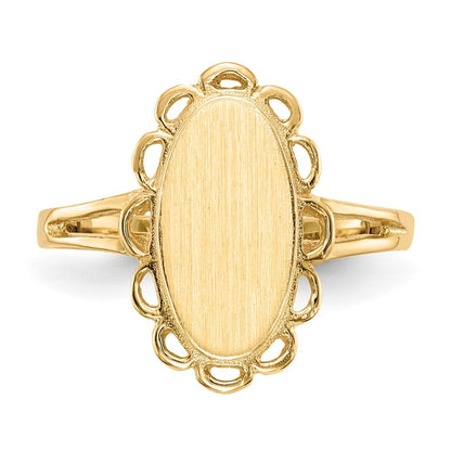 14K Yellow Gold 13.0x7.0mm Open Back Signet Ring