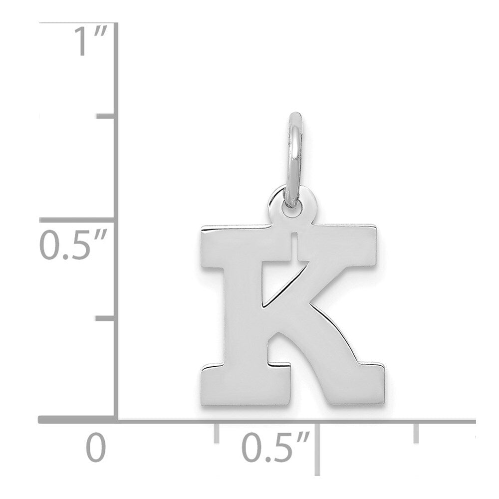 14k White Gold Small Block Letter K Initial Charm Pendant for Women