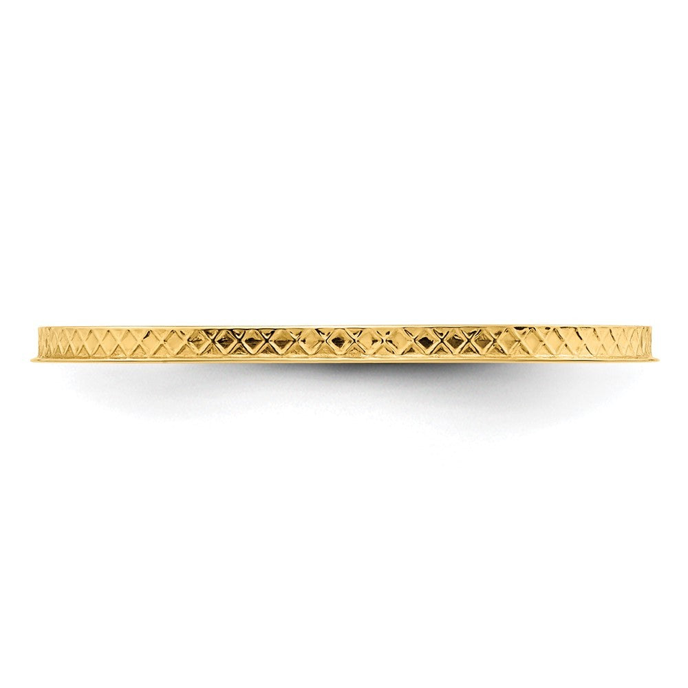 14k Yellow Gold 1.2mm Criss-Cross Pattern Stackable Band Ring Size 7