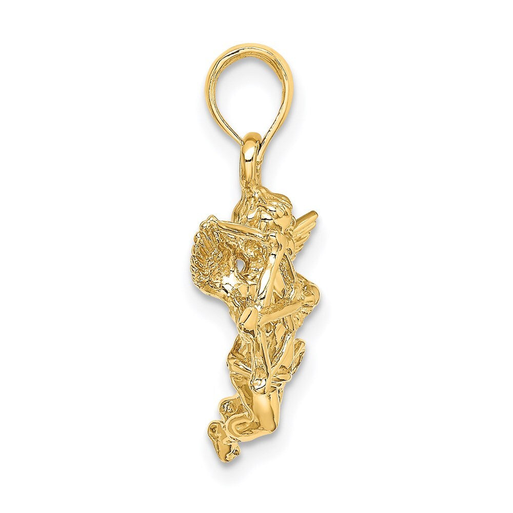 14k Yellow Gold Cupid Bow and Arrow Charm Pendant for Women