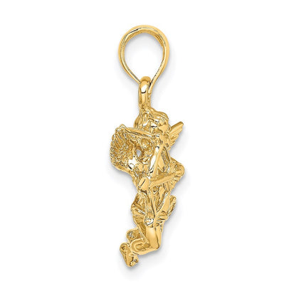 14k Yellow Gold Cupid Bow and Arrow Charm Pendant for Women