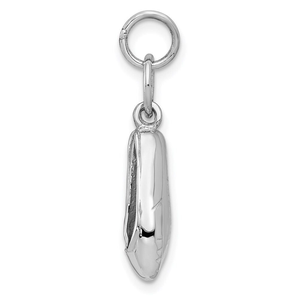 14k White Gold Solid Polished 3-D Moveable Ballet Slippers Charm Pendant