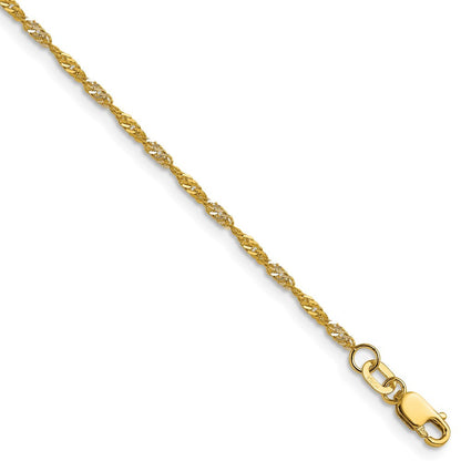 14k Yellow Gold Yellow Gold with Rhodium 1.65mm Singapore Chain Necklace