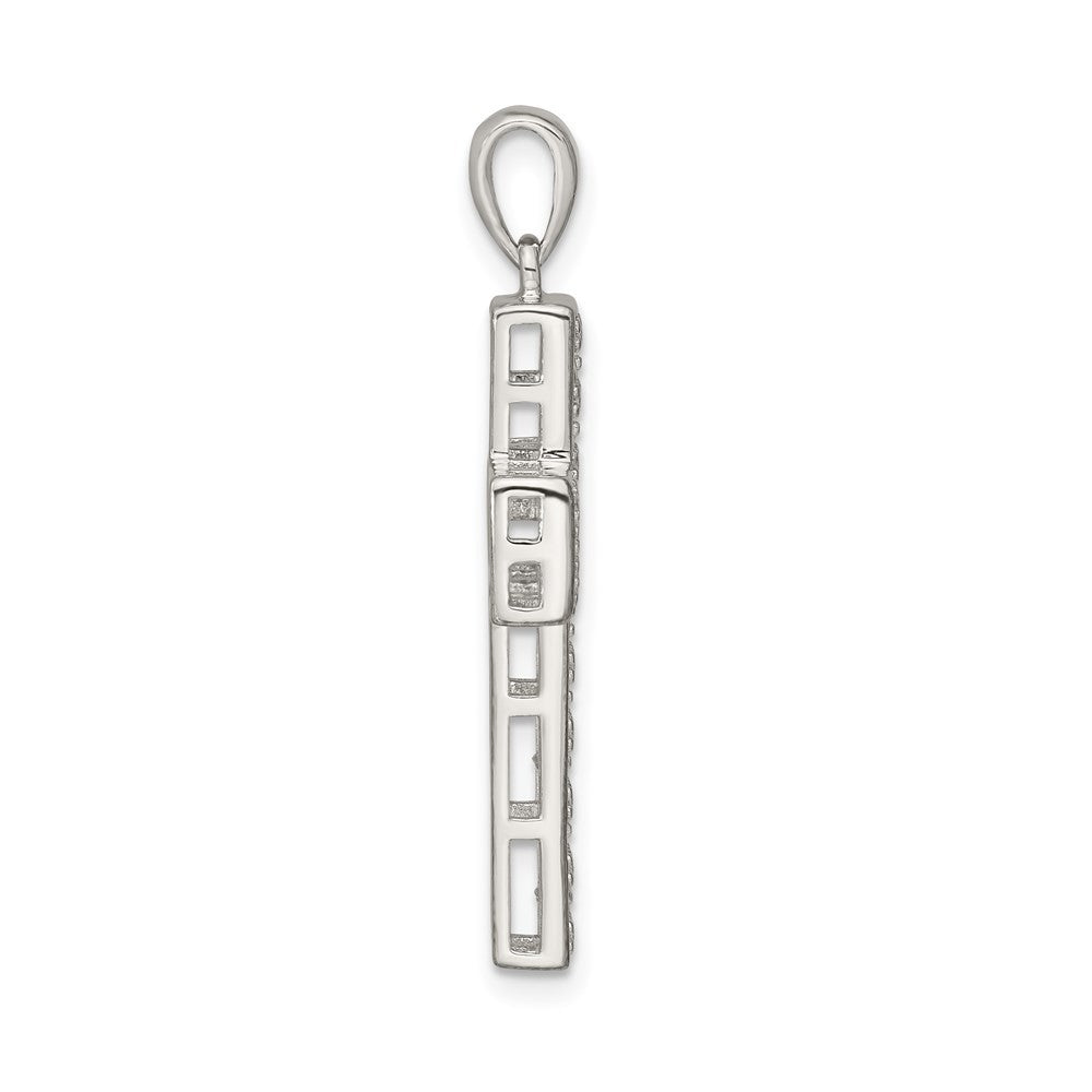 Sterling Silver Rhodium-plated Cubic Zirconia Latin Cross Pendant