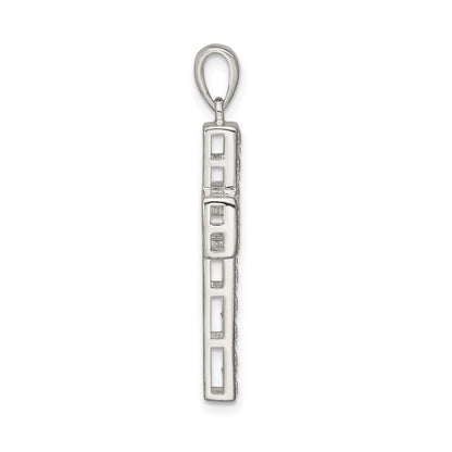 Sterling Silver Rhodium-plated Cubic Zirconia Latin Cross Pendant