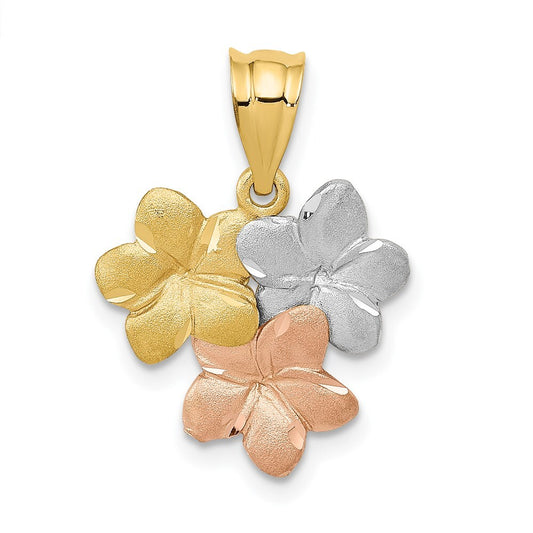 14k Tri-Color Gold Tri-Color Flower Pendant for Women