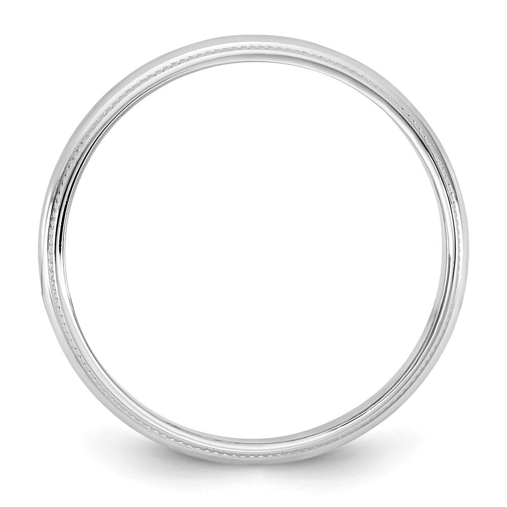 14k White Gold 3.5mm LTW Milgrain Half Round Band Size 7