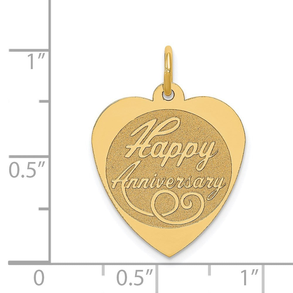 14k Yellow Gold HAPPY ANNIVERSARY Heart Charm