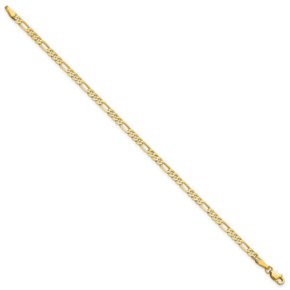 14k Yellow Gold 7 inch 3mm Flat Figaro Bracelet