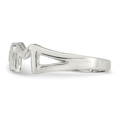 Sterling Silver & Cubic Zirconia Polished Mom Ring Size 8