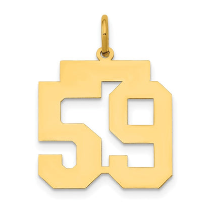14k Yellow Gold Medium Polished Number 59 Charm Pendant for Women