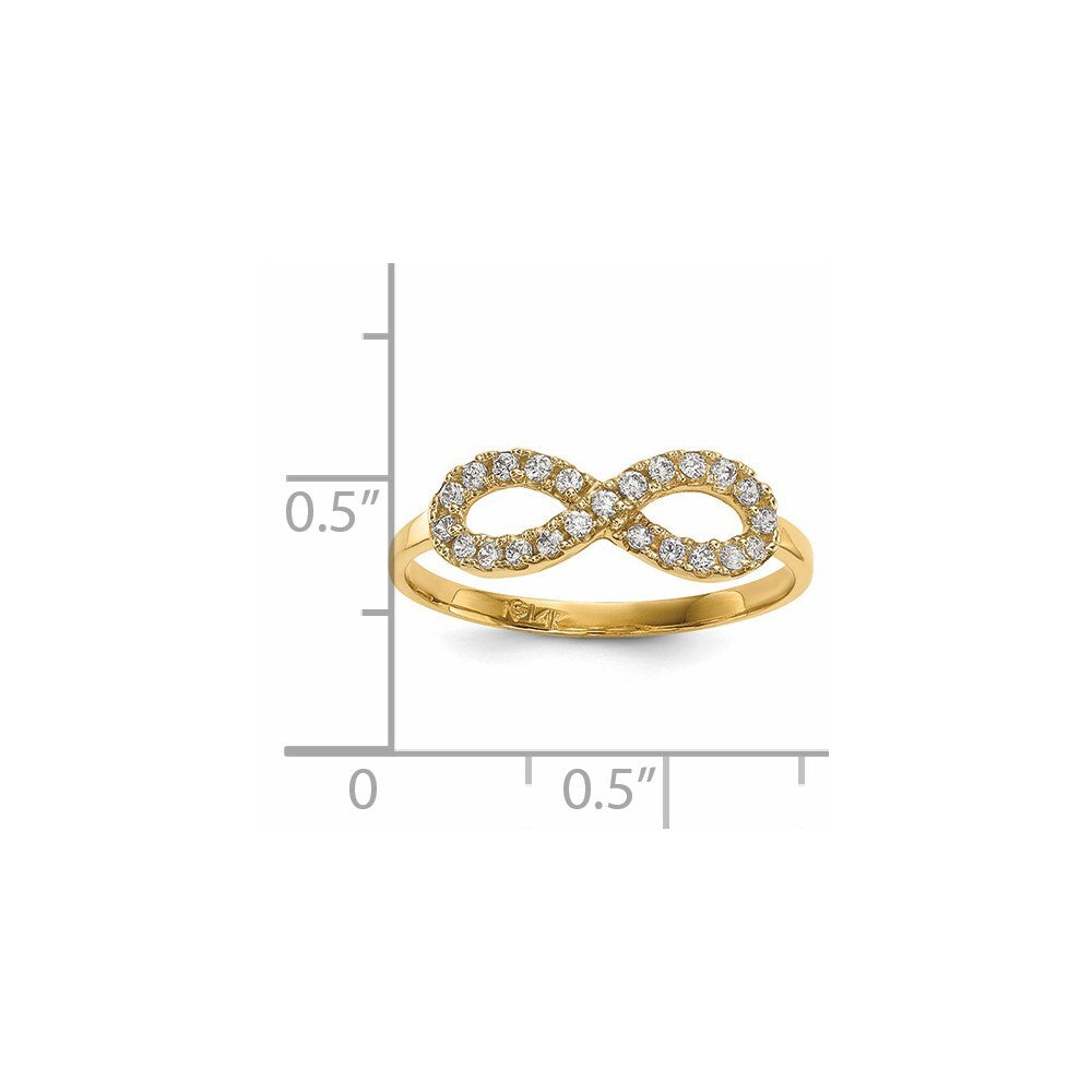 14K Yellow Gold CZ Infinity Symbol Ring Size 7
