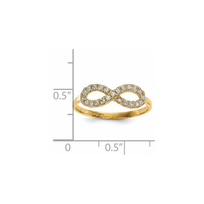 14K Yellow Gold CZ Infinity Symbol Ring Size 7