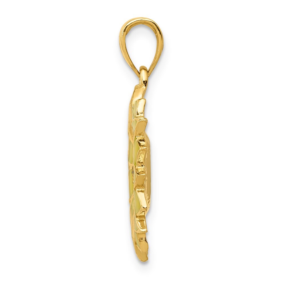 14k Yellow Gold Enameled Yellow Sunflower Pendant for Women
