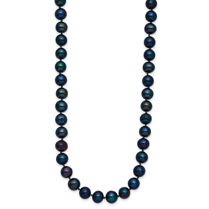 14k Yellow Gold 6-7mm Black Freshwater Cultured Pearl 24 inch Necklace