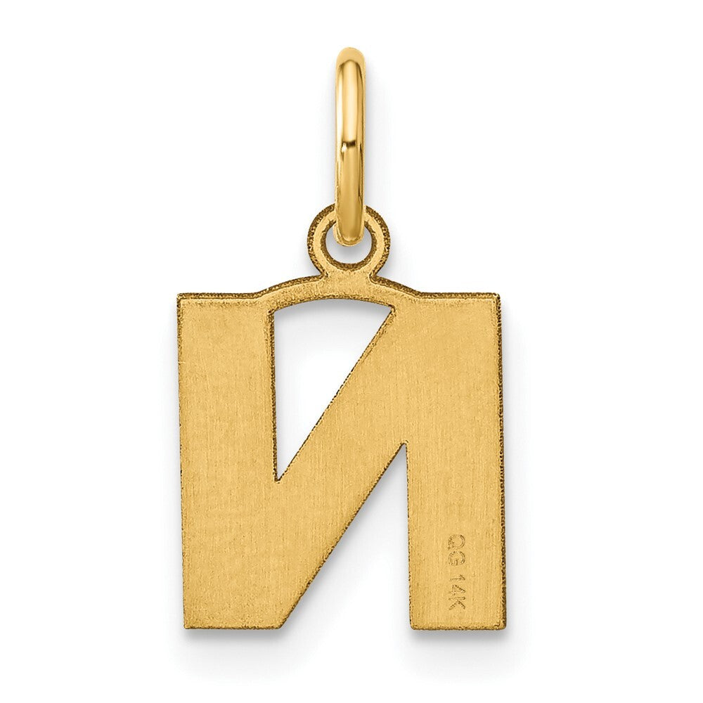 14k Yellow Gold Letter N Initial Pendant for Women
