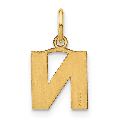14k Yellow Gold Letter N Initial Pendant for Women