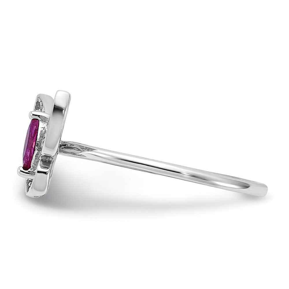 Sterling Silver Rhodium-plated Red and White CZ Butterfly Ring Size 6