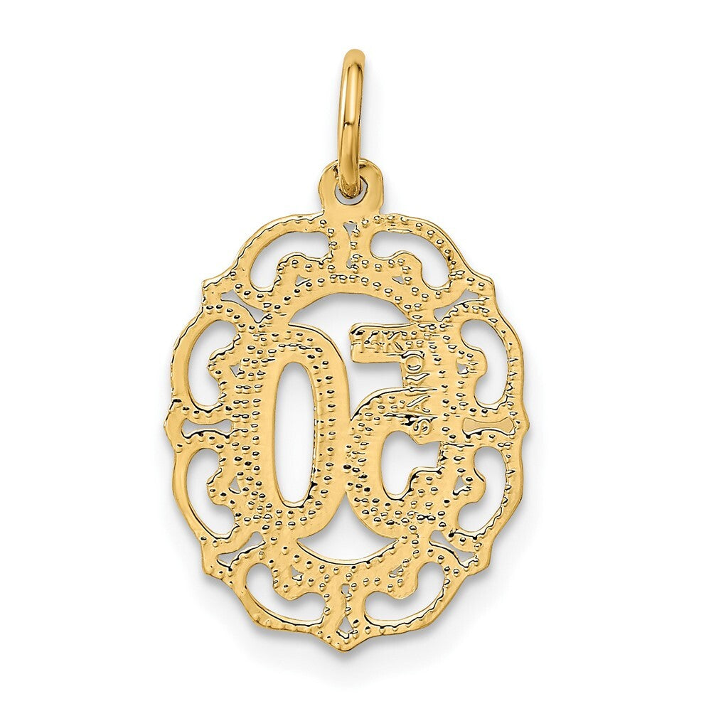 14k Yellow Gold #50 in Oval Pendant for Women