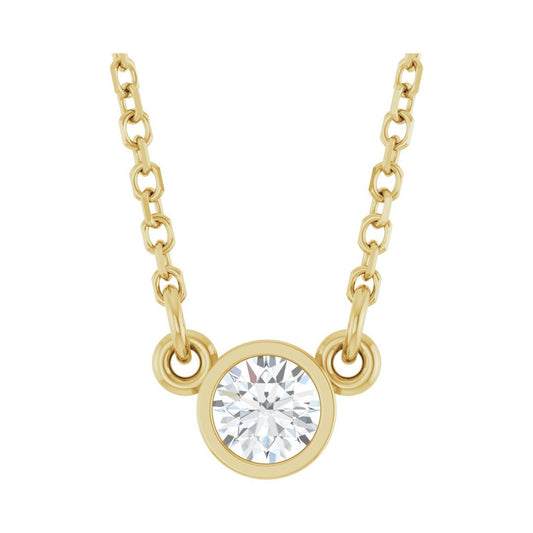 14k Yellow Gold 1/6 CT Natural Diamond Solitaire Pendant Necklace 18"