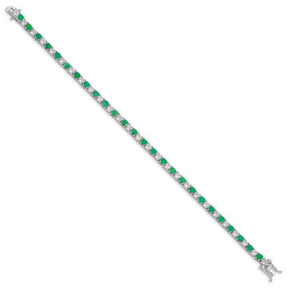 Sterling Silver Rhodium-plated Emerald & White Topaz Tennis Bracelet