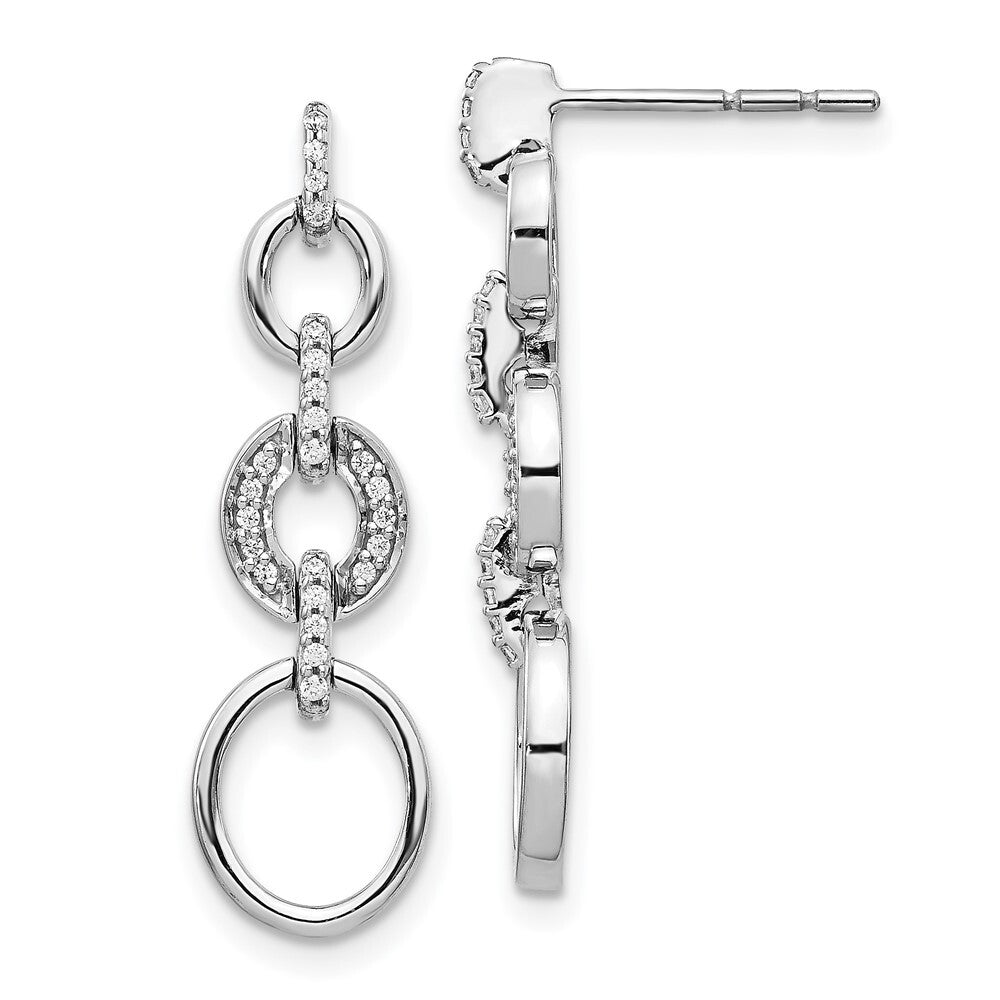 14k White Gold Diamond Fancy Dangle Earrings