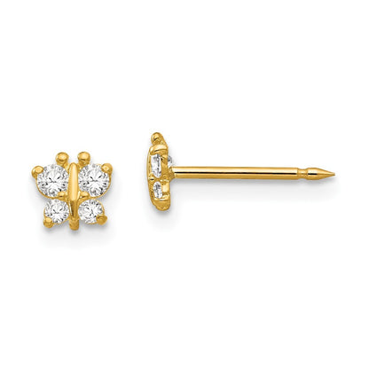 14k Yellow Gold Butterfly CZ Earrings