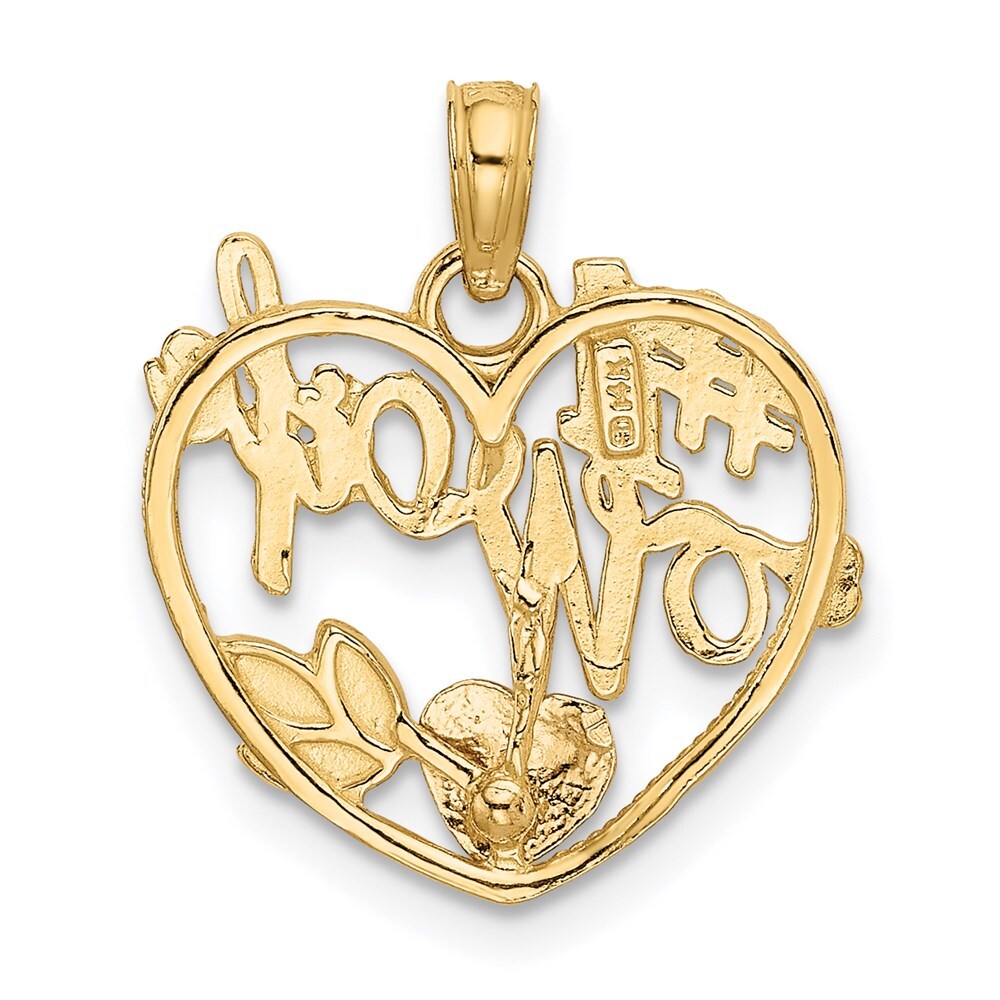 14k Two-tone Gold #1 WIFE in Heart with Heart Pendant for Women