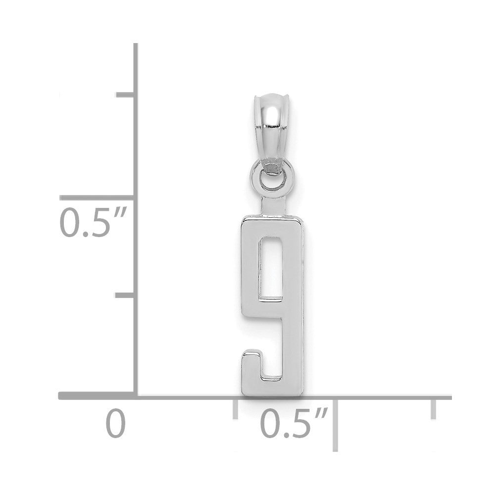 14K White Polished Number 9 Pendant