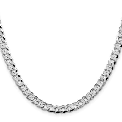 Sterling Silver Rhodium-plated 6mm Beveled Curb Chain Necklace