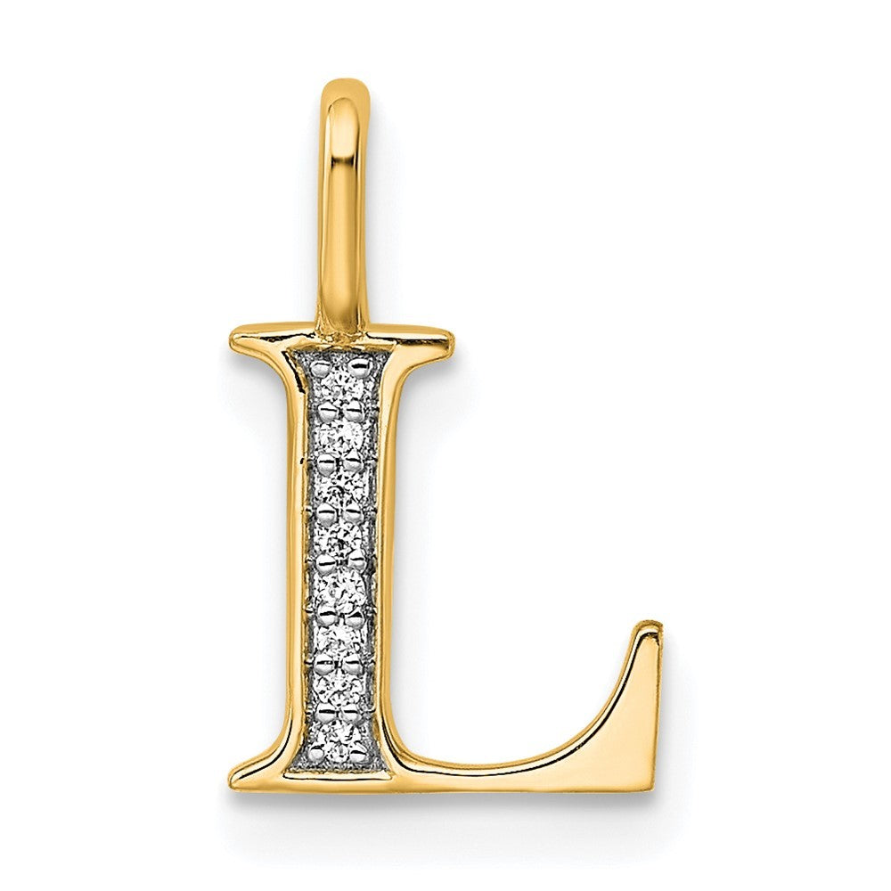 14k Yellow Gold Diamond Letter L Initial Pendant