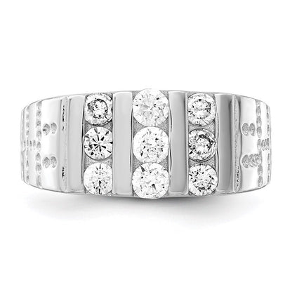 Sterling Silver Rhodium-plated Men's Cubic Zirconia Ring Size 11