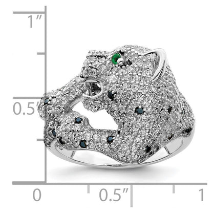 Sterling Silver Rhodium-plated Polished CZ Cheetah Ring Size 7