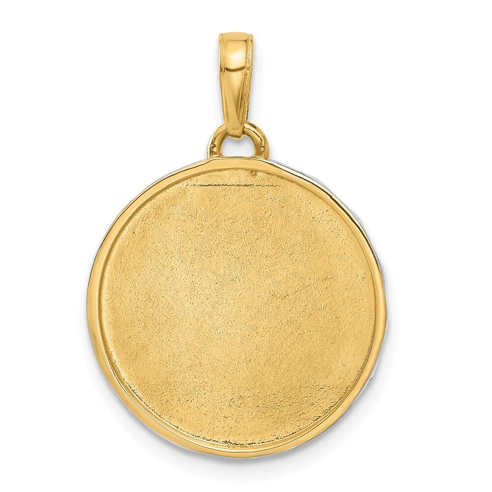 14k Yellow Gold and White Rhodium It's A Girl! Disc Pendant for Women