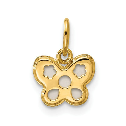 14k Yellow Gold Polished Mother of Pearl Butterfly Pendant