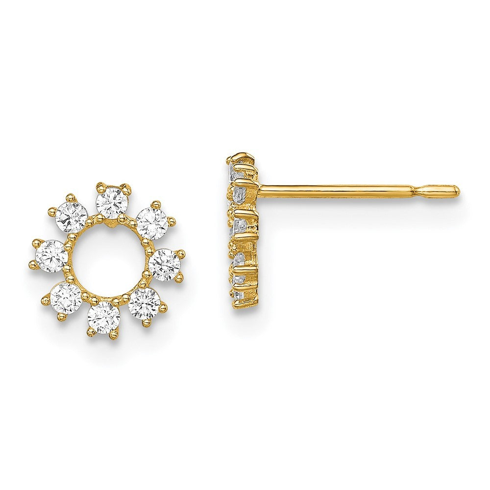 14k Yellow Gold CZ Circle Earrings