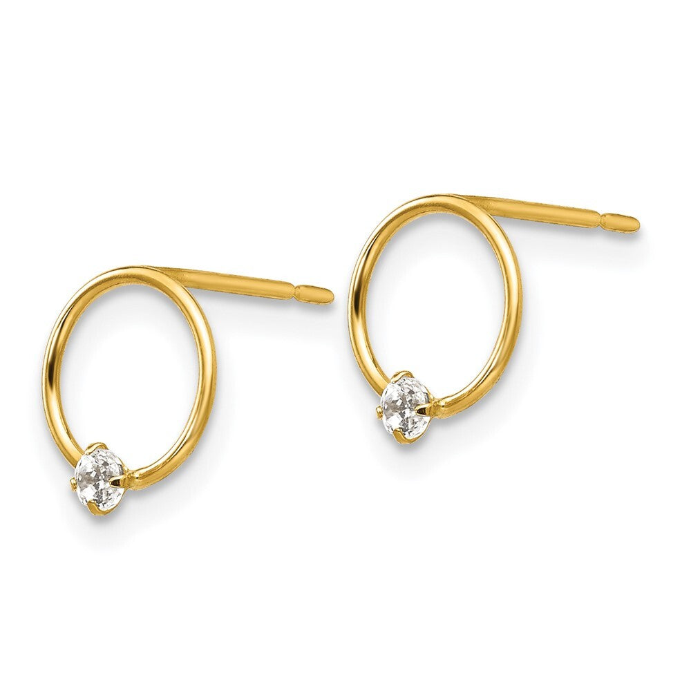 14k Yellow Gold Cubic Zirconia Children's Circle Stud Earrings