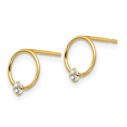 14k Yellow Gold Cubic Zirconia Children's Circle Stud Earrings