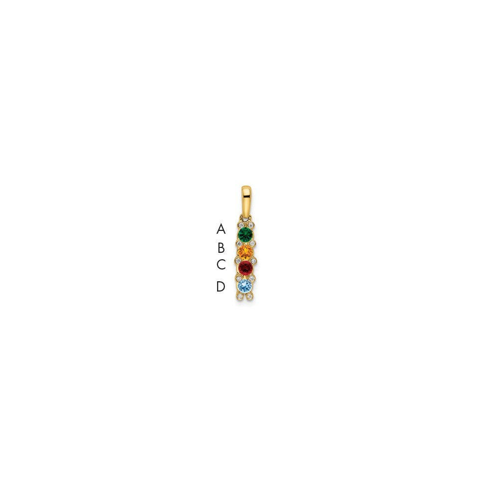 14k Yellow Gold Family Jewelry Diamond Semi-Set Pendant for Women