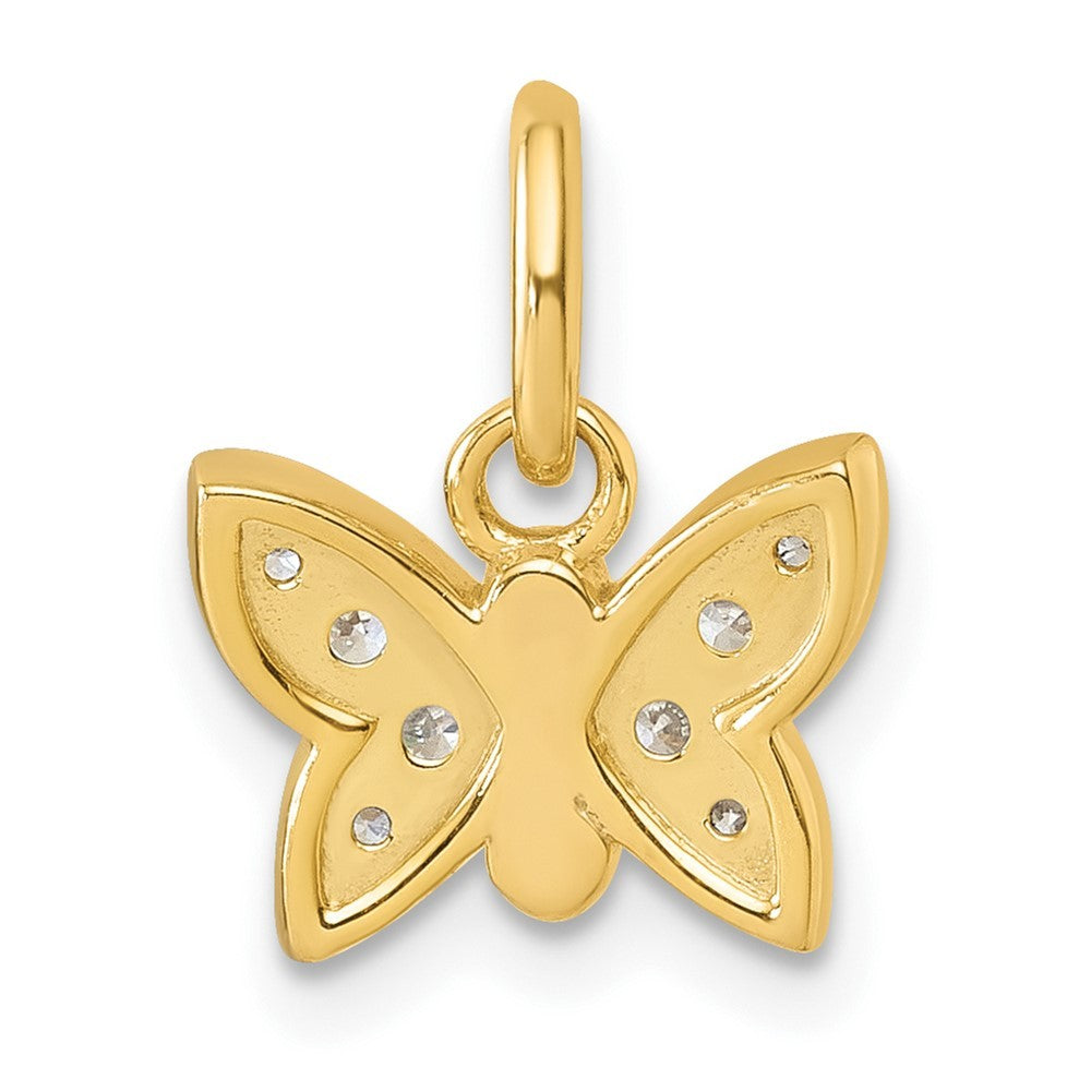 14k Yellow Gold Polished Diamond Butterfly Pendant