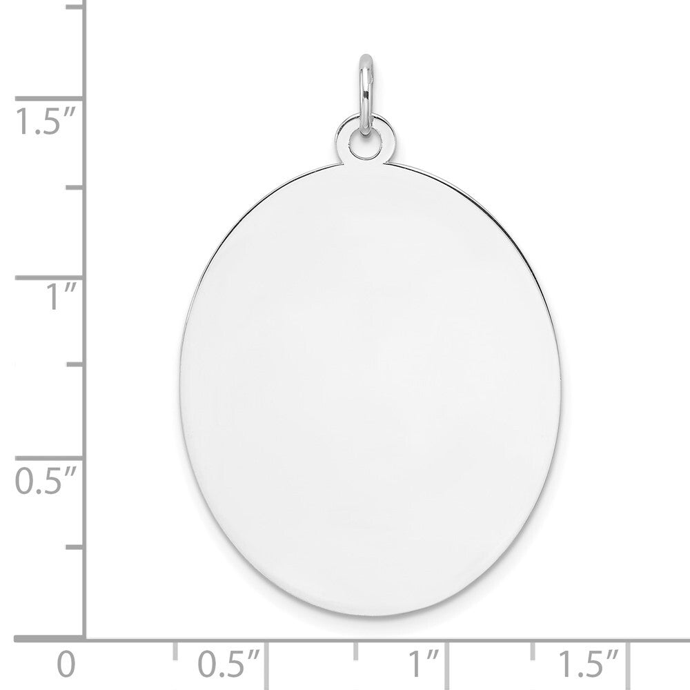 Sterling Silver Rhod-plate Eng. Oval Polish Front/Back Disc Charm